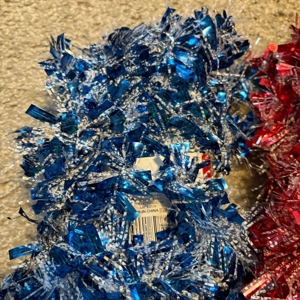 36ft Red & Blue Frosted Garland Christmas Decor NEW Bundle Lot